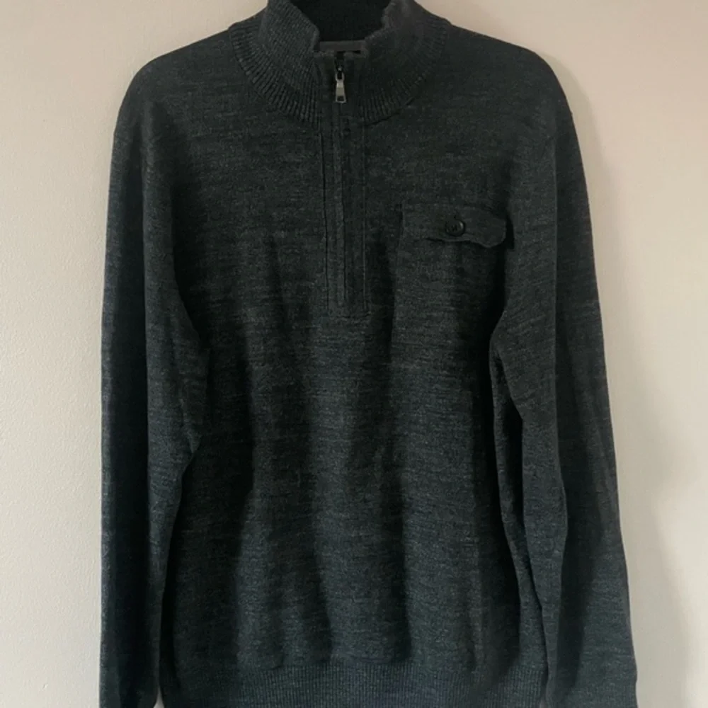Banana Republic‎ Mens Soft Cotton LS 1/4 Zip Gray Pullover Sweater Size L
